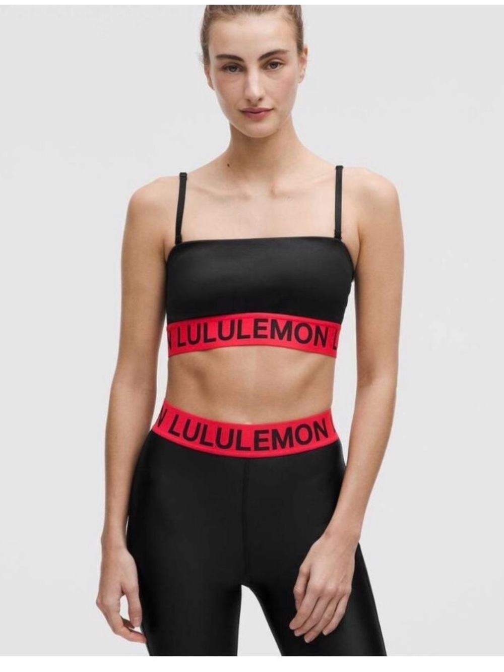 lululemon athletica satin shine logo Sports Bra with Red Logo Band - XS